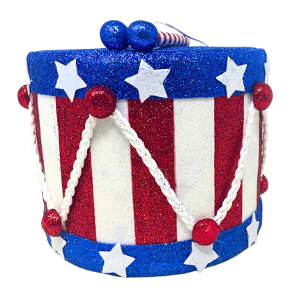 5" Glittered Patriotic Drum Ornament
