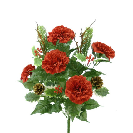 23" Color Fast Carnation Berry Pinecone Bush