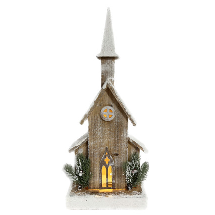 22.5" Brown Church with Foliage