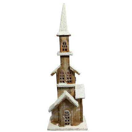 20.5" Brown Light-Up Church