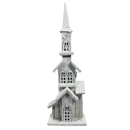 20.5" White Light-Up Church