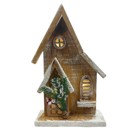 11" Brown Light-up Cabin