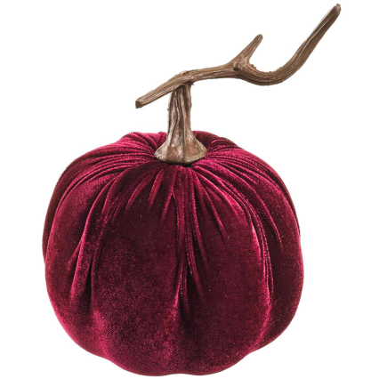 6.5" Velvet Pumpkin Decoration - Burgundy