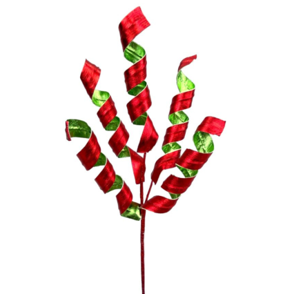 16" Double Sided Metallic Curly Pick - Red & Green