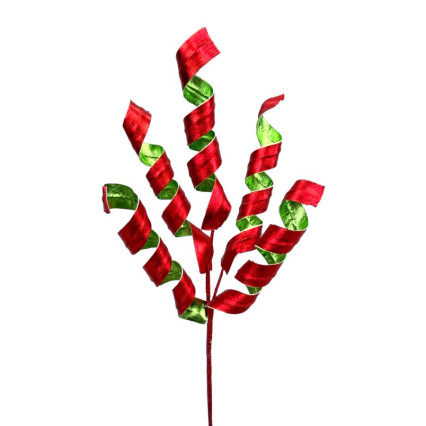 16" Double Sided Metallic Curly Pick - Red & Green