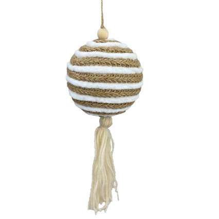 4" Jute Chenille Stripe Ball Ornament