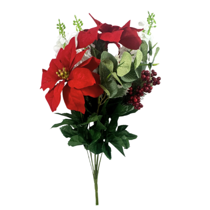 22" Poinsettia & Delphinium Mixed Bush