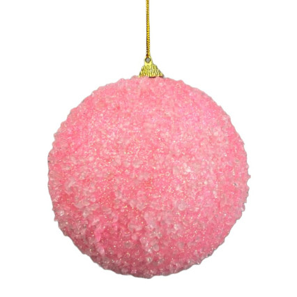 5"D Iced Ball Ornament - Pink