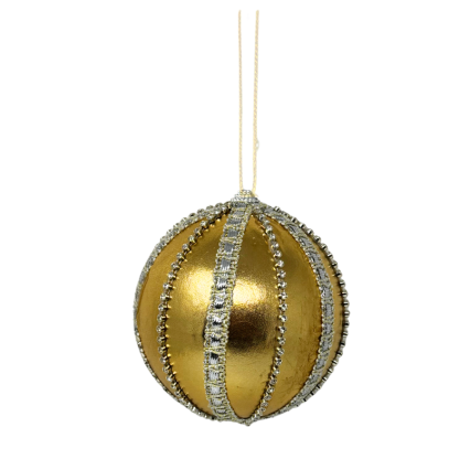 4" Gold Satin Ball with Jems Ornament