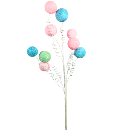 17" Pink, Blue & Mint Gum Ball Spray
