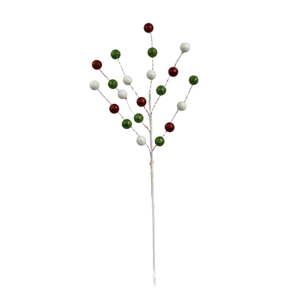 25" Red, Green & White Glitter Ball Pick
