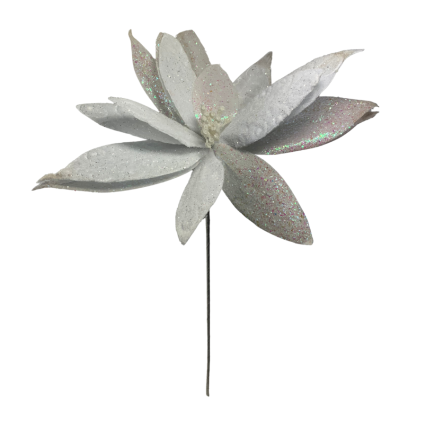 29" White Glitter Poinsettia