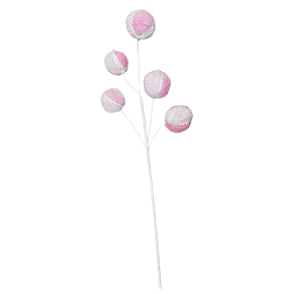 25.5" Pink & White Fuzzy Ball Pick