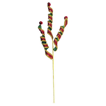 28" Red & Green Swirly Pick w/ Jingle Bells