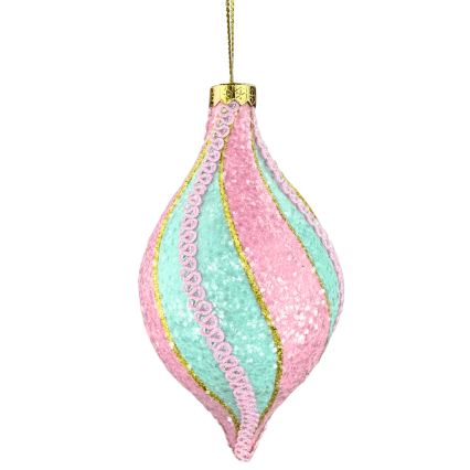 14" Mint & Pink Swirl Ornament