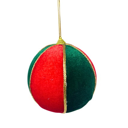 6" Red & Green Ornament w/ Gold Lining