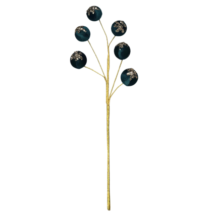 27" Velvet Balls w/ Sequins Spray- Turquoise