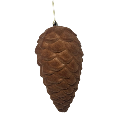 10" Brown Suede Pinecone Ornament
