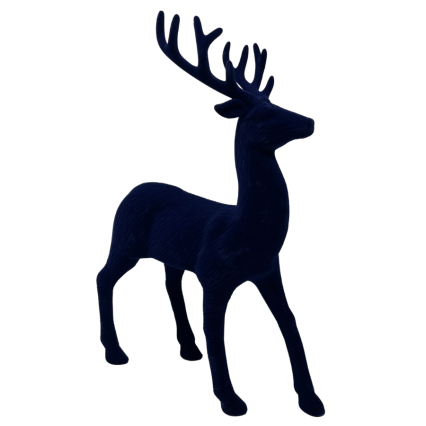 13" Navy Blue Velvet Reindeer
