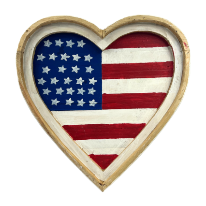 Patriotic Wooden Heart Tray Decor