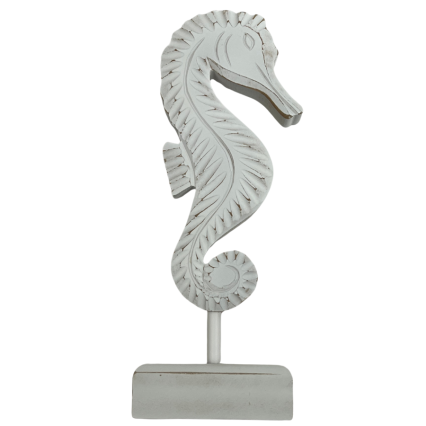 13" Wooden Seahorse Statue