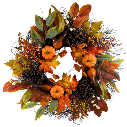 24" Sunburst Pumpkin Wreath