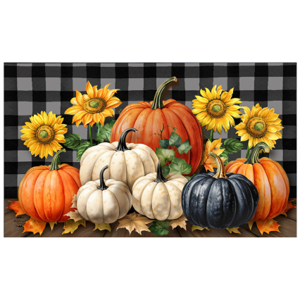 Fall Checkered Pumpkins Doormat