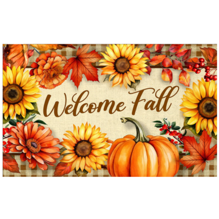 Welcome Fall Flowers Doormat