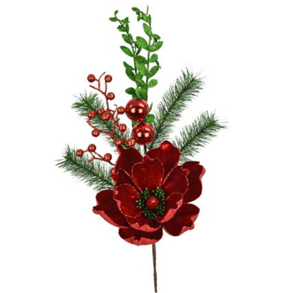 24" Mistletoe Merriment Magnolia w/Mixed Foliage Spray