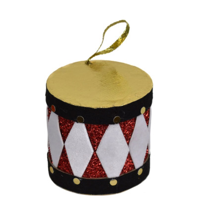 3.25" Small Drummer Boy Drum Ornament - Black/White/Red