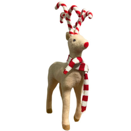18.5"  Woodland Wool Peppermint Antler Deer Décor