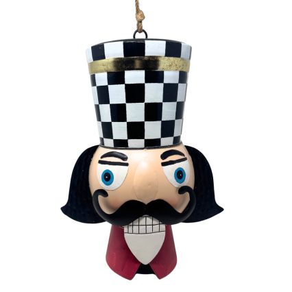 14.5" Metal Checkered Hat Nutcracker Head Ornament