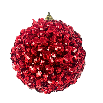 5" Sequin Berry Ball Ornament - Red