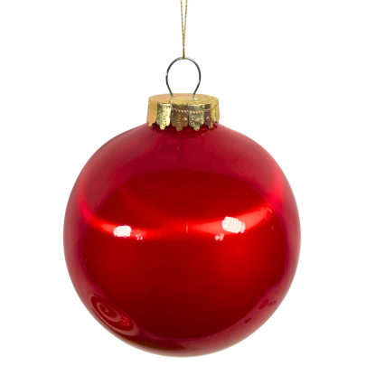 6" Pearl Finish Candy Red Ball Ornament