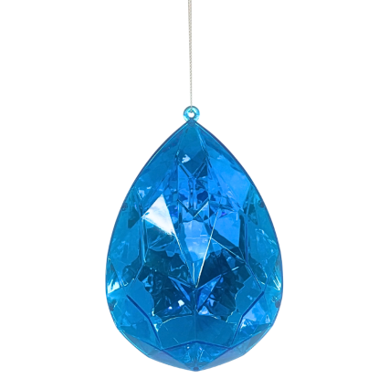 4" Plastic Rain Drop Diamond Ornament - Blue