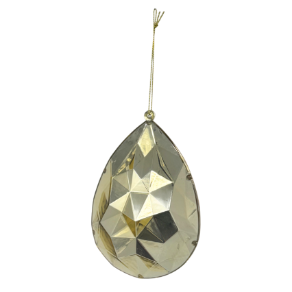 4" Plastic Rain Drop Diamond Ornament-Gold