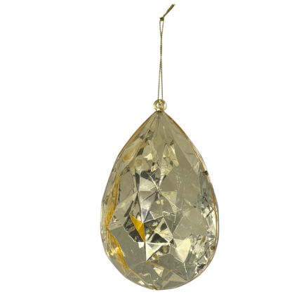 4" Plastic Rain Drop Diamond Ornament - Gold