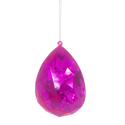 4" Plastic Rain Drop Diamond Ornament - Dark Pink