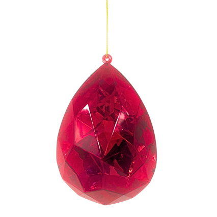 4" Plastic Rain Drop Diamond Ornament - Red