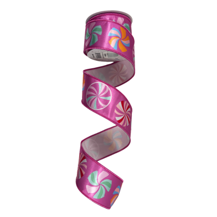 2.5"x10yd Swirl Candy Print Ribbon