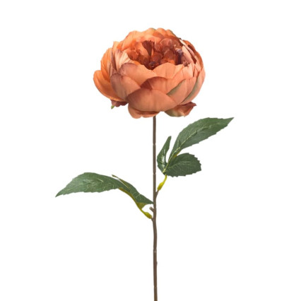 17.5" Garden Peony Stem - Orange/Salmon