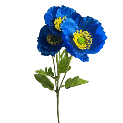 23.5" Flowering Mini Poppy Spray- Dark Blue