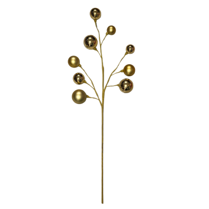 31" Shiny/Matte Ball Ornament Spray - Gold