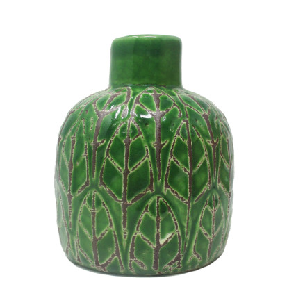 Embossed Stoneware Vase - 3 3/4"