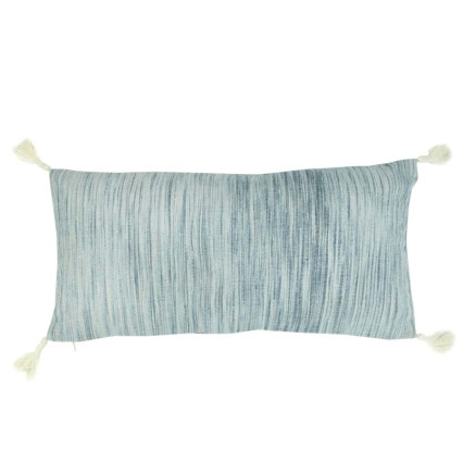 Woven Cotton Lumbar Pillow w/Tassels - Blue