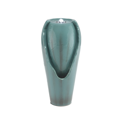 Ceramic Jar Tabletop Fountain with LED Lights-Turquoise