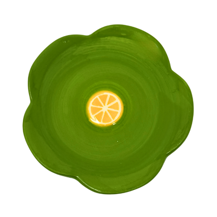 4" Ceramic Lemon Daisy Spoon Rest- Green