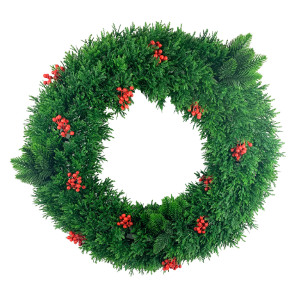 22" Custom Cedar and Berry Wreath