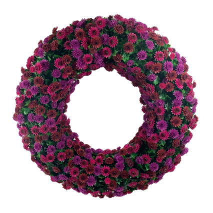 Mum Wreath 22" - UV Protected Burgundy / Purple