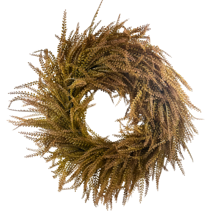 24" UV Bead Grass Wreath- Beige